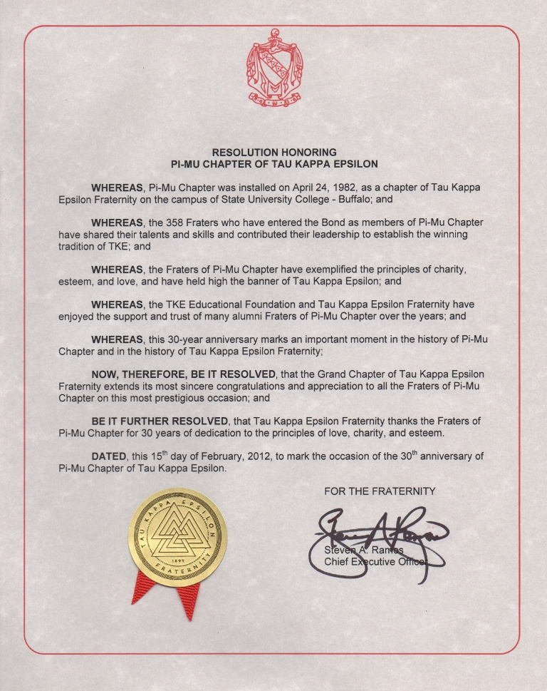National Honors Pi Mu Chapter At Buffalo State College Tke Pi Mu